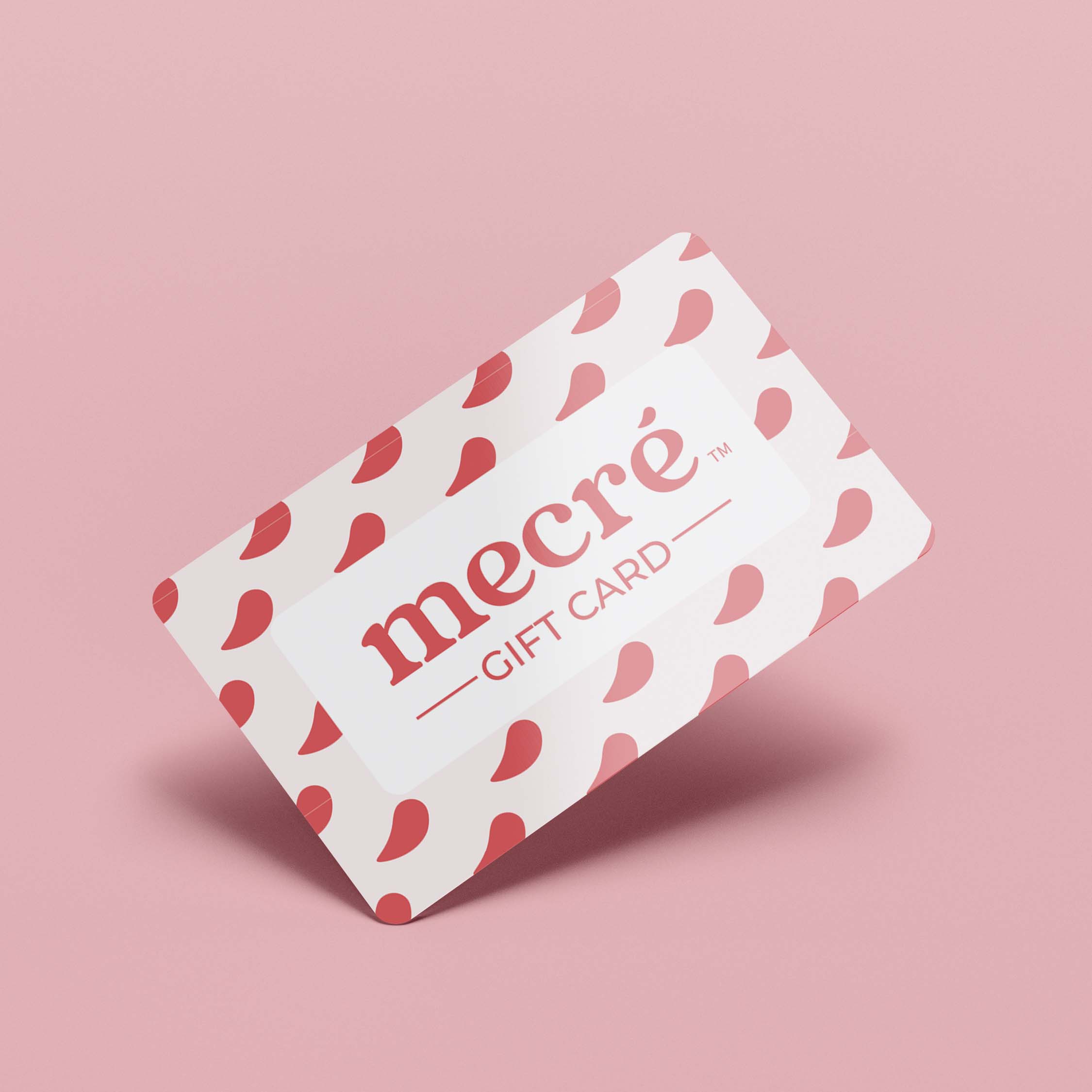 The next image is a Mecré gift card featuring the favicon pattern, which resembles an accent.